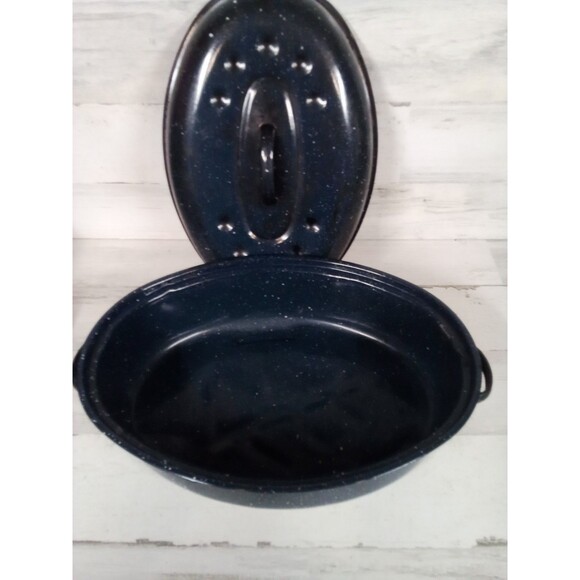 Medium Blue Roaster Pan / Great For All Occasions / Some Wear - Picture 7 of 16